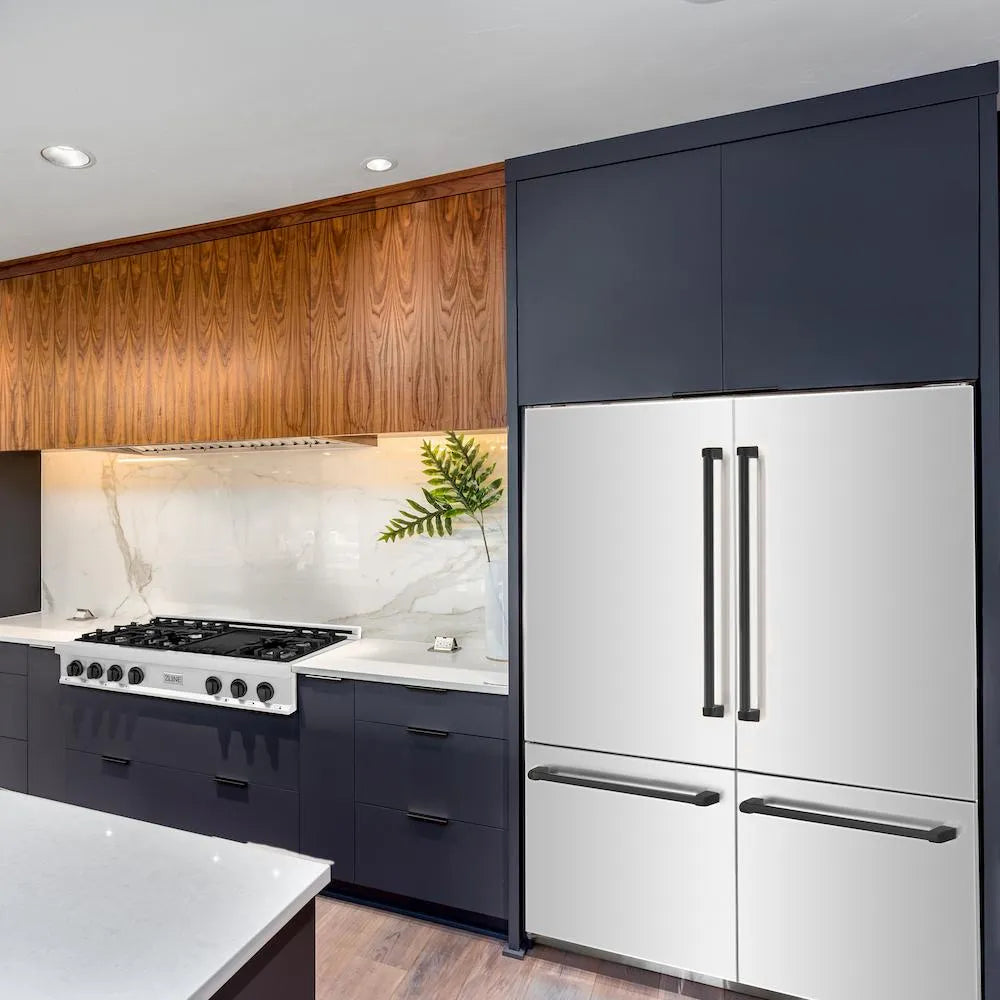 ZLINE Autograph Edition 60-inch refrigerator in stainless steel with graphite gray interior and matte black accents GRBIVZ-304-60MB, front view