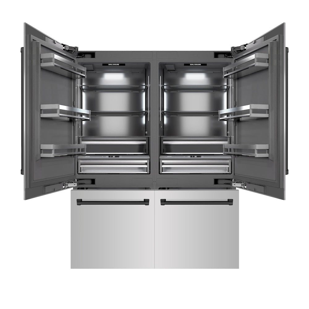ZLINE Autograph Edition 60-inch refrigerator in stainless steel with graphite gray interior and matte black accents GRBIVZ-304-60MB