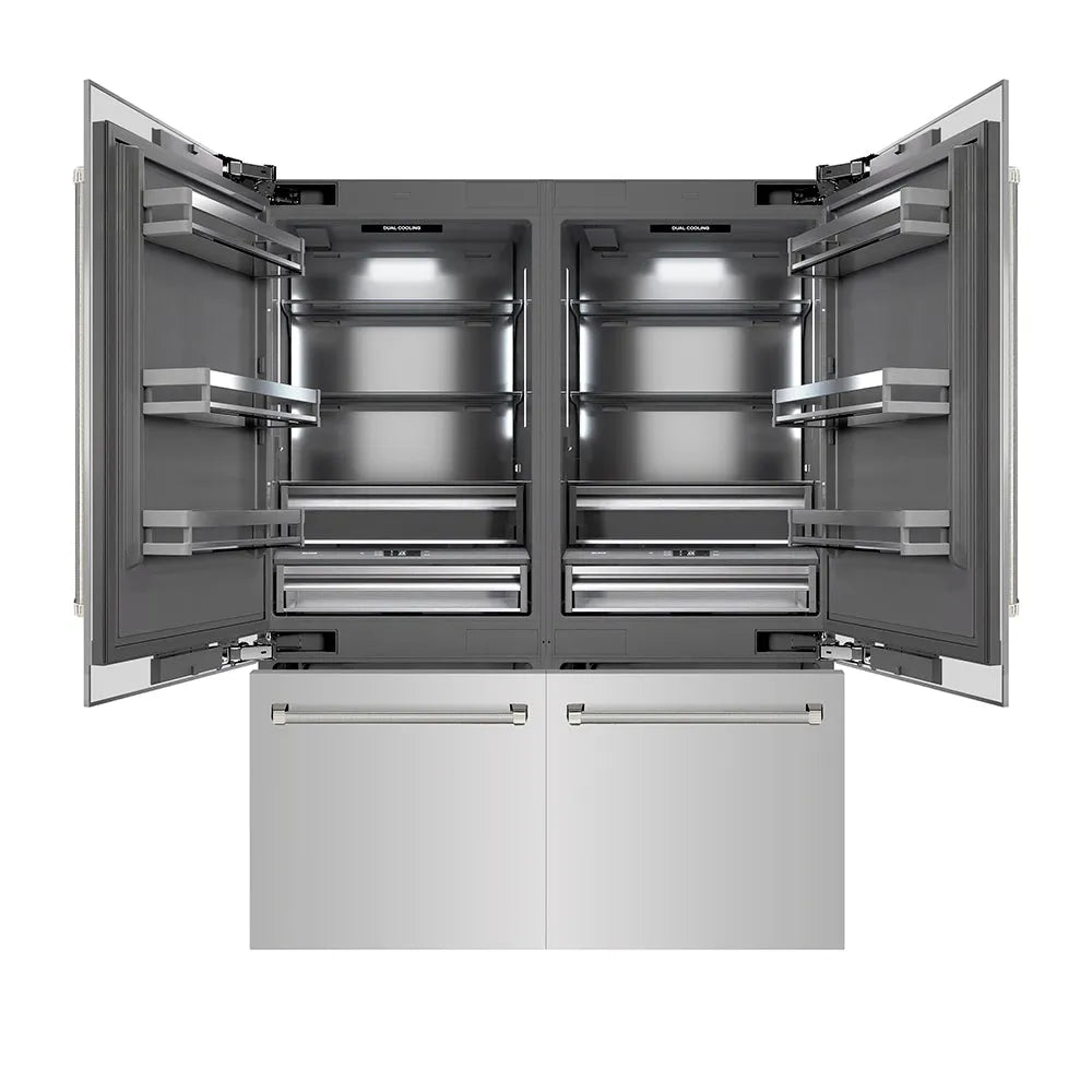 ZLINE Autograph Edition 60-inch refrigerator in stainless steel with graphite gray interior and polished nickel accents GRBIVZ-30460KPN