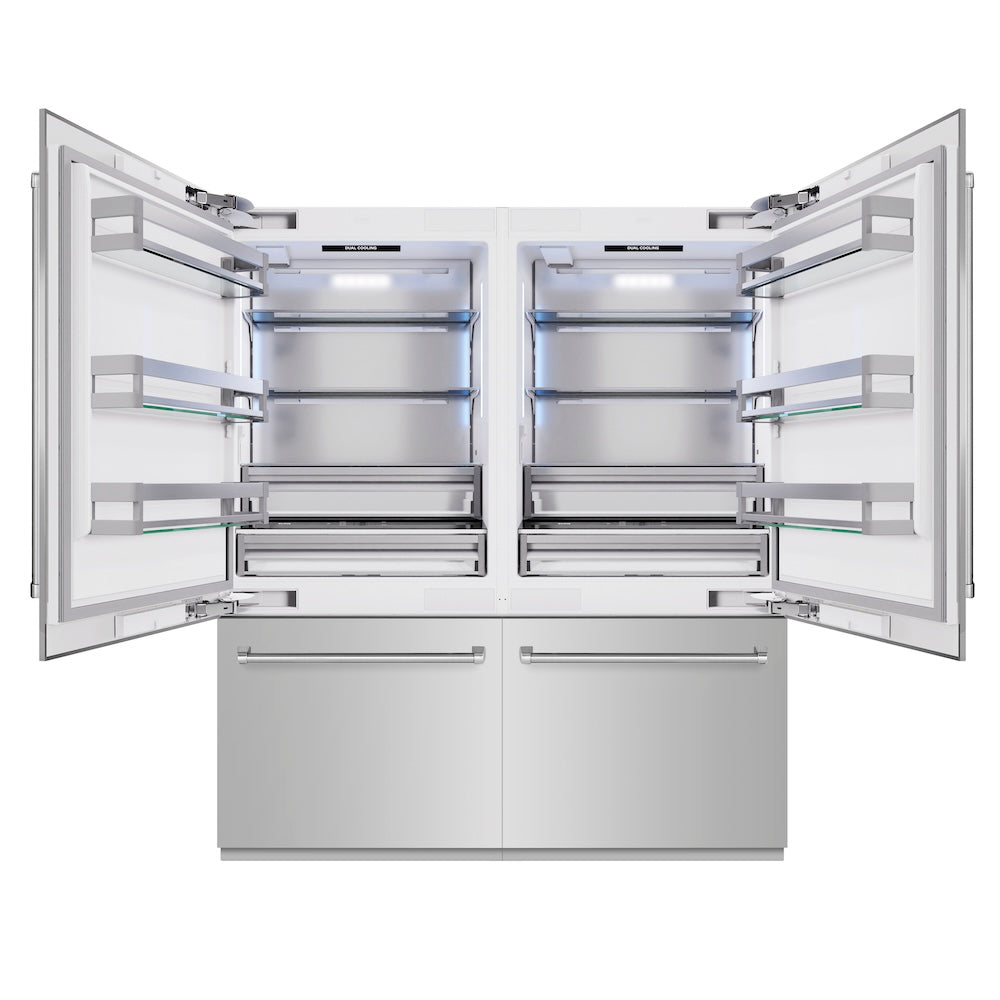 ZLINE 72-inch refrigerator in stainless steel with bright white interior RBIT-304-72, front view