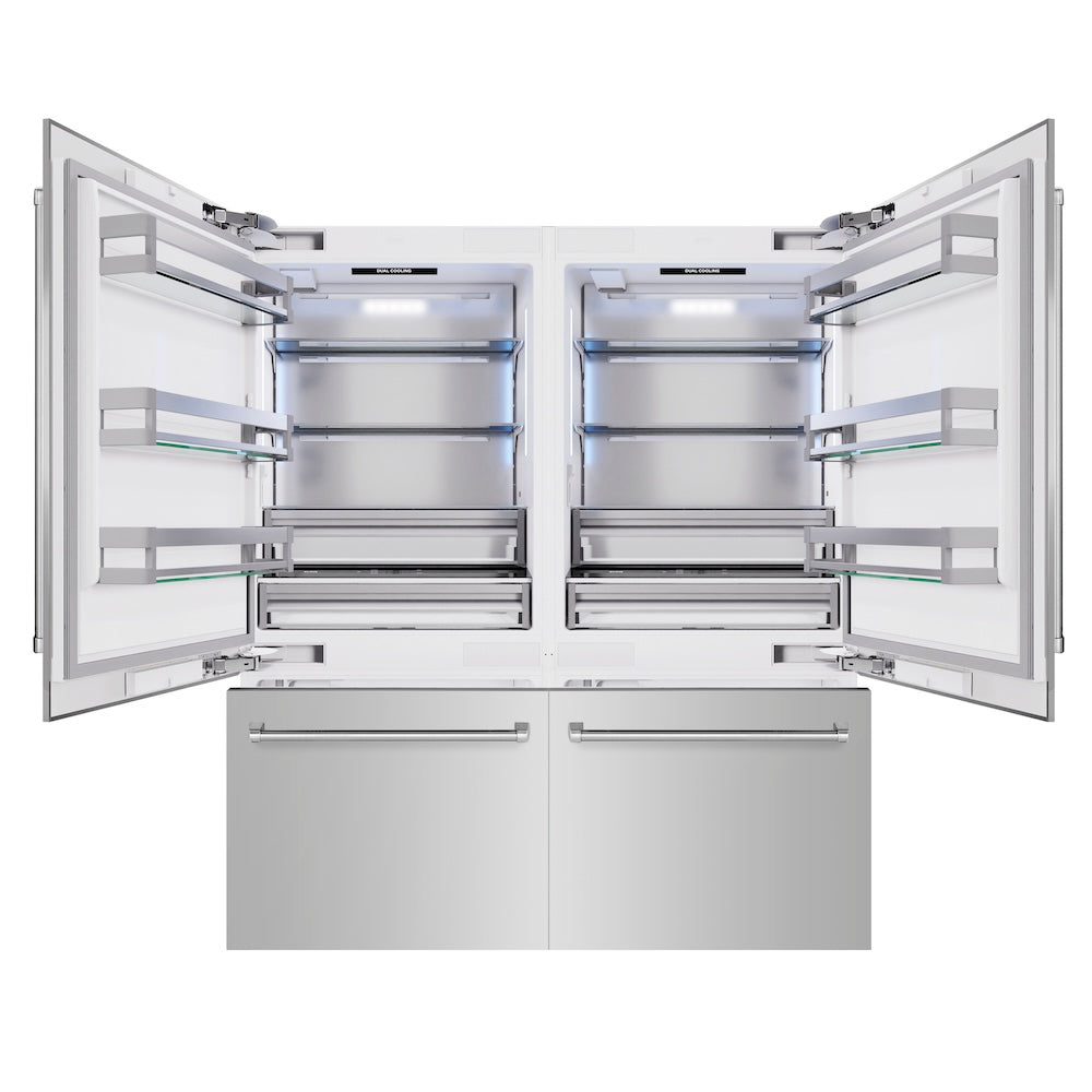 ZLINE 72-inch refrigerator in stainless steel with bright white interior RBIT-304-72, front view