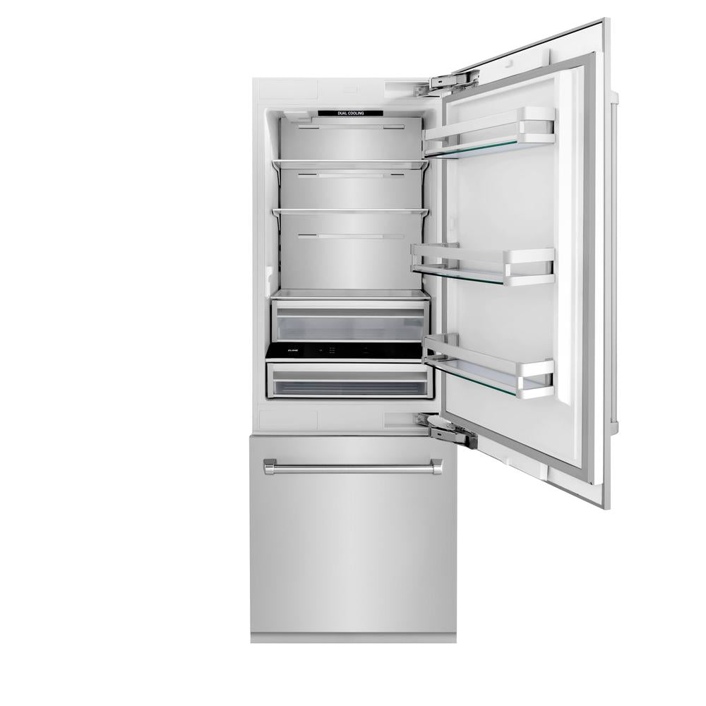 ZLINE 30-inch refrigerator in stainless steel with bright white interior RBIV-304-30, front view