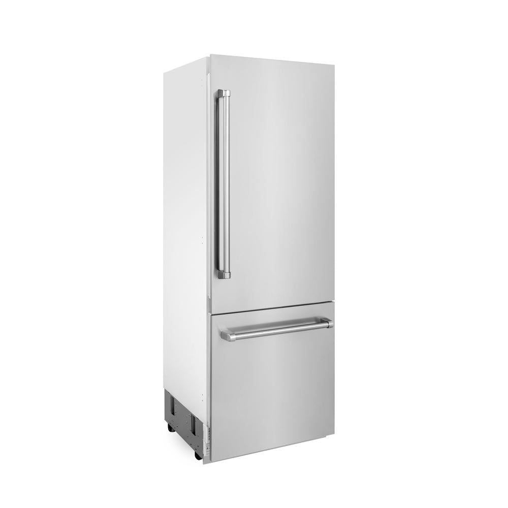 ZLINE 30-inch refrigerator in stainless steel with bright white interior RBIV-304-30, side view