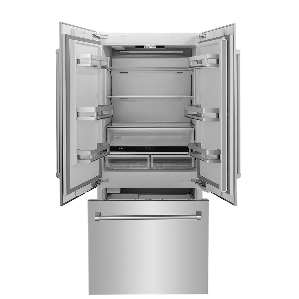 ZLINE 36-inch refrigerator in stainless steel with bright white interior RBIV-304-36, front view