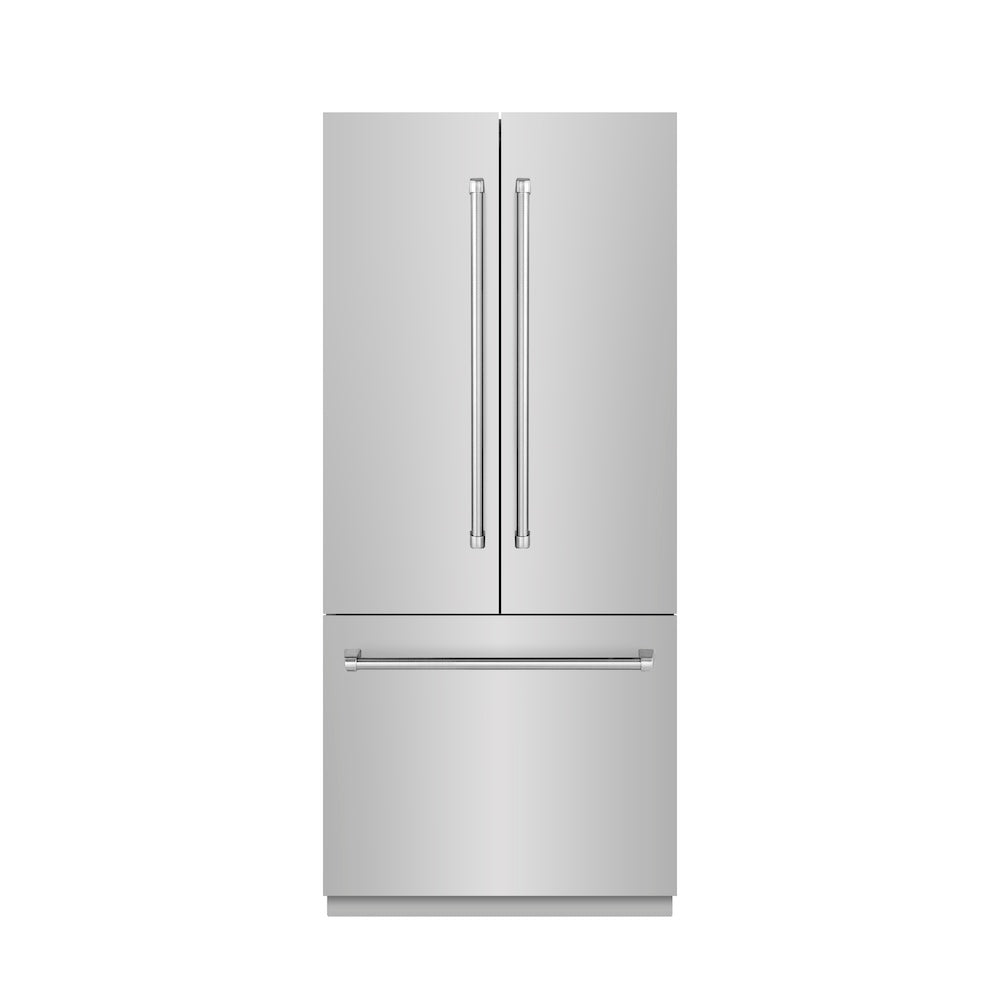 ZLINE 36-inch refrigerator in stainless steel with stainless steel interior SRBIV-304-36, front view