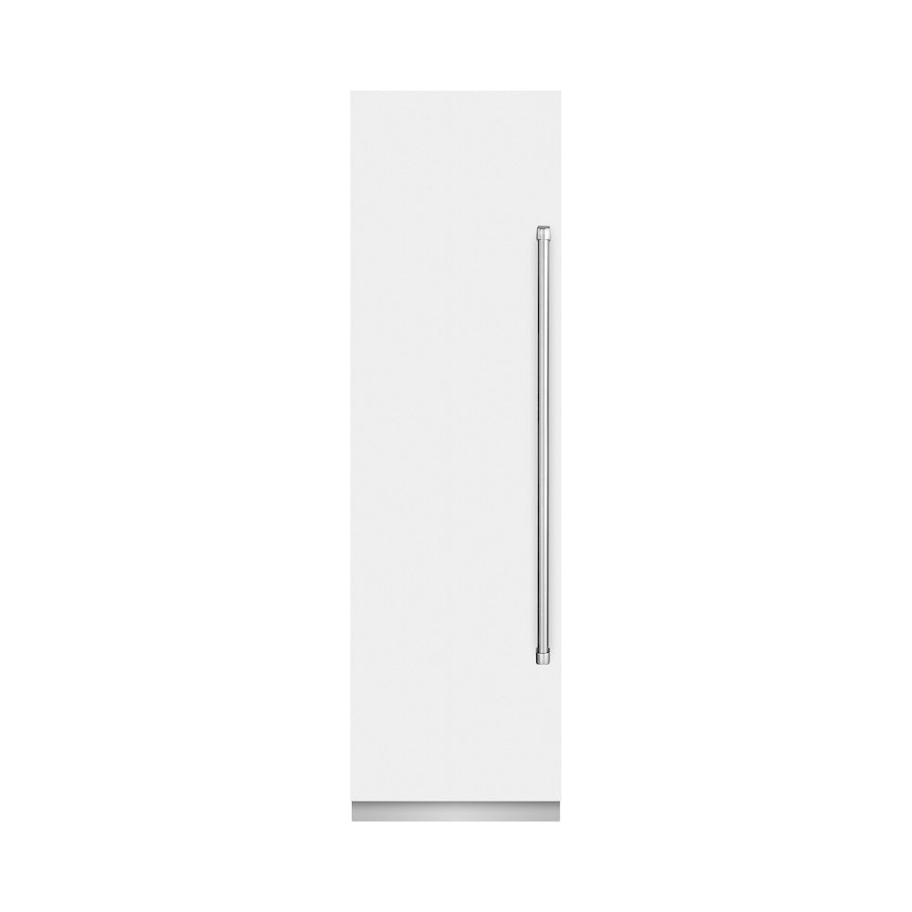 ZLINE 24-inch freezer in white matte with graphite gray interior RCFV-WM-24, front view