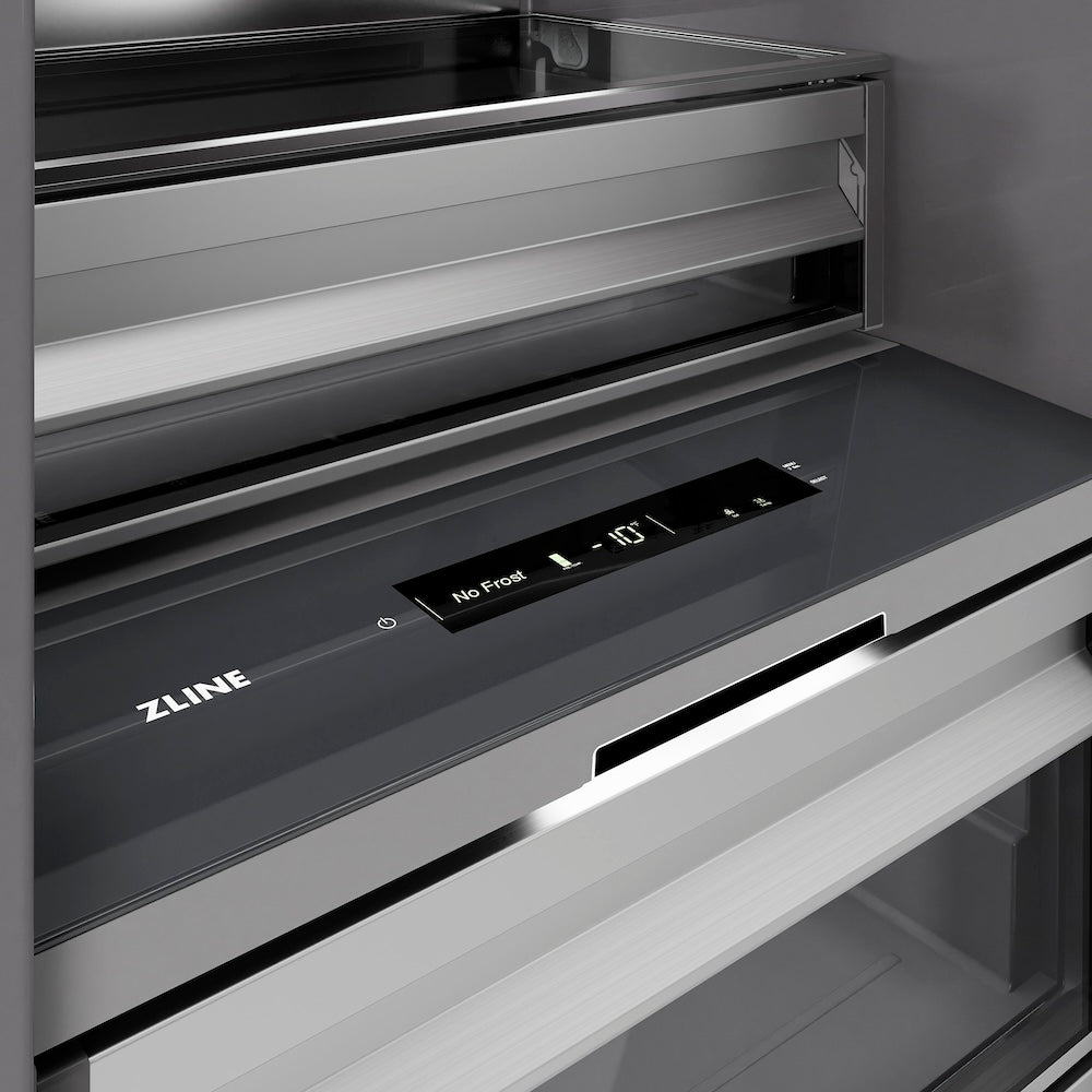 ZLINE 18-inch freezer in white matte with graphite gray interior RCFVL-WM-18, detail