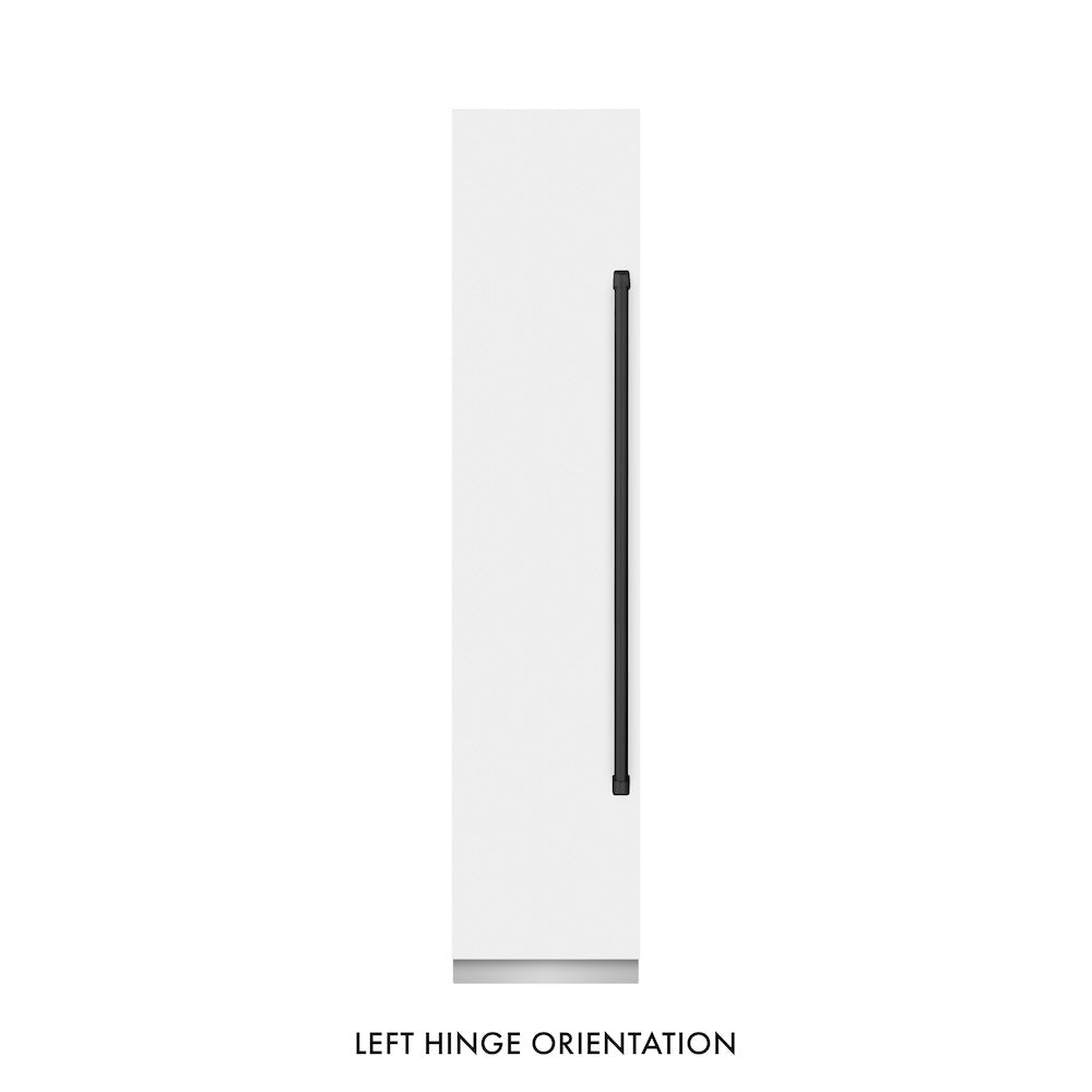 ZLINE Autograph Edition 18-inch freezer in white matte with graphite gray interior and matte black accents RCFVLZ-WM-18-MB, front view