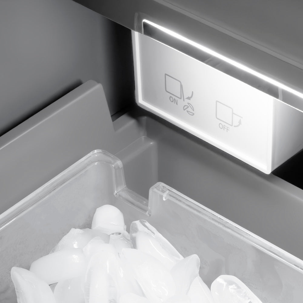 ZLINE Autograph Edition 18-inch freezer in white matte with graphite gray interior and matte black accents RCFVRZ-WM-18-MB, detail