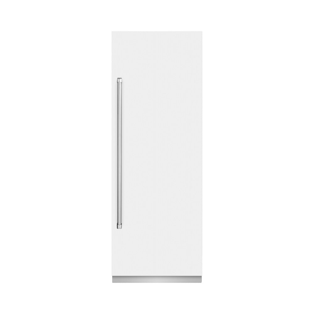 ZLINE 30-inch refrigerator in white matte with graphite gray interior RCRV-WM-30, front view