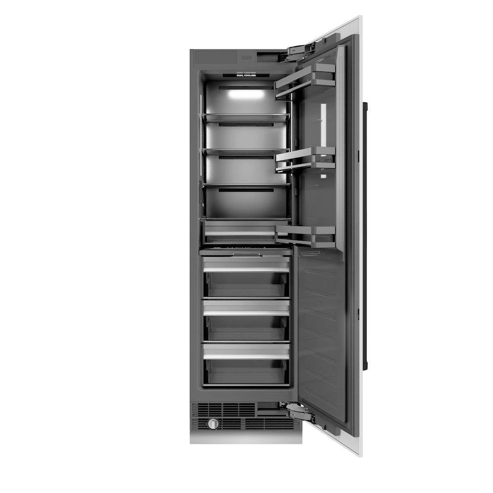 ZLINE Autograph Edition 24-inch refrigerator in white matte with graphite gray interior and matte black accents RCRVZ-WM-24-MB
