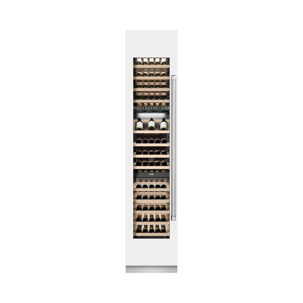 ZLINE 18-inch wine cooler in white matte with graphite gray interior RCWVL-WM-18, front view
