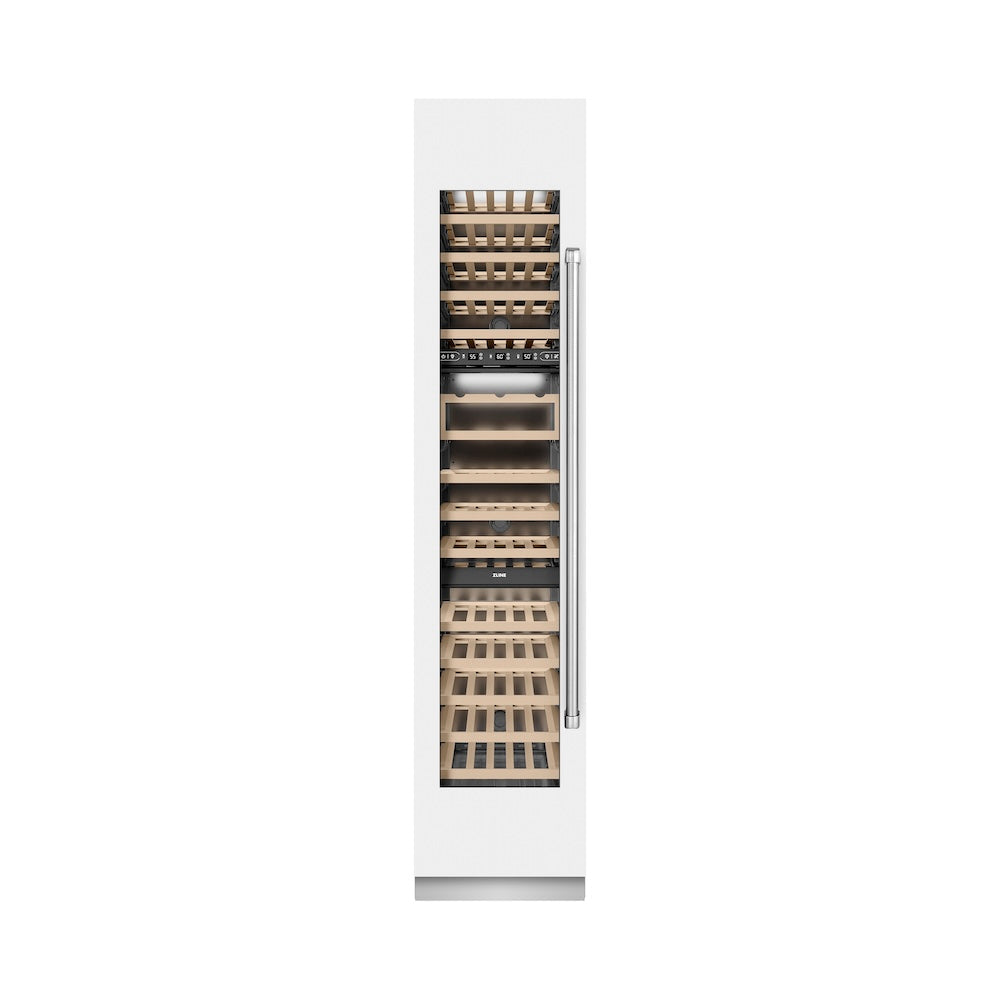 ZLINE 18-inch wine cooler in white matte with graphite gray interior RCWVL-WM-18, front view