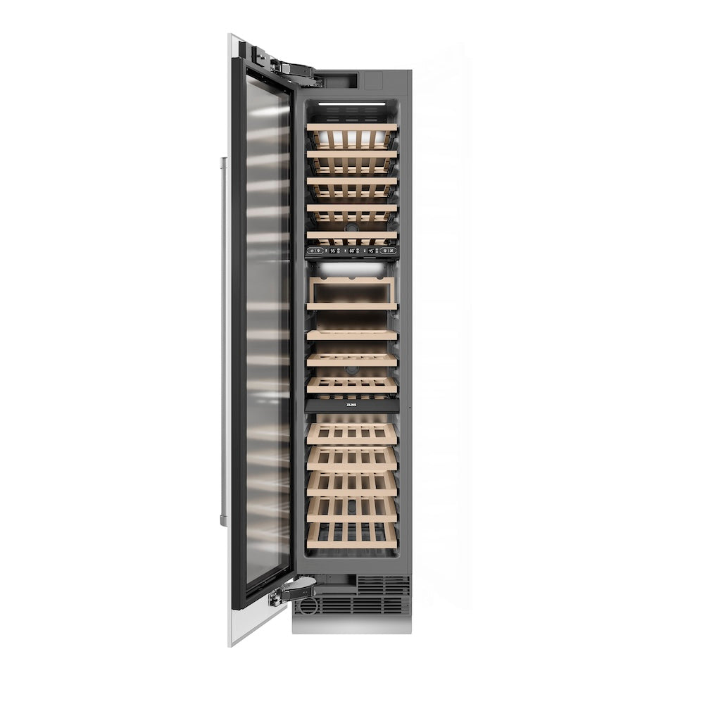 ZLINE 18-inch wine cooler in white matte with graphite gray interior RCWVL-WM-18, front view