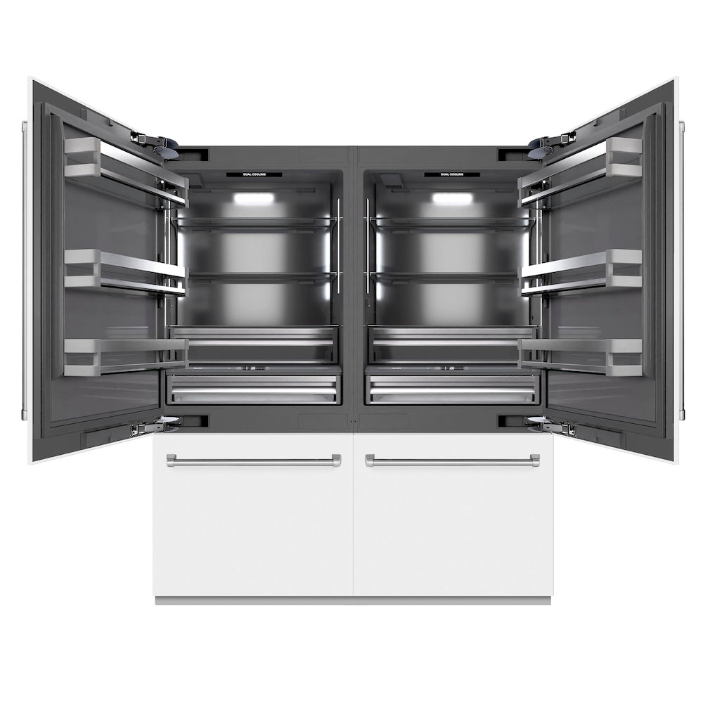 ZLINE 72-inch refrigerator in white matte with graphite gray interior GRBIT-WM-72