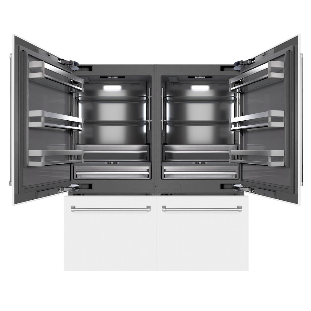 ZLINE 72-inch refrigerator in white matte with graphite gray interior GRBIT-WM-72, front view