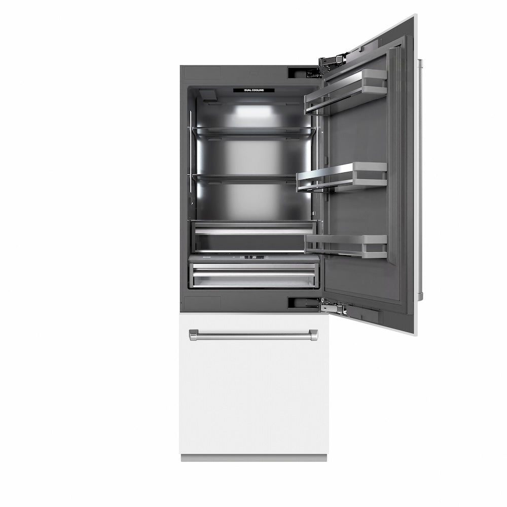 ZLINE 30-inch refrigerator in white matte with graphite gray interior GRBIV-WM-30