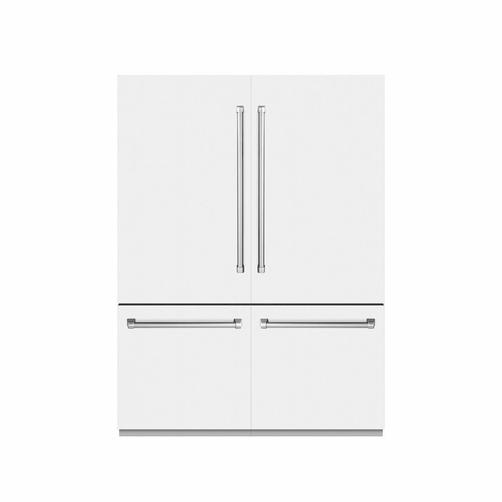 ZLINE 60-inch refrigerator in white matte with graphite gray interior GRBIV-WM-60, front view