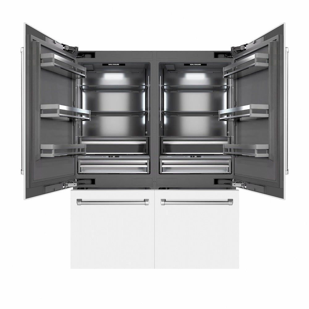 ZLINE 60-inch refrigerator in white matte with graphite gray interior GRBIV-WM-60