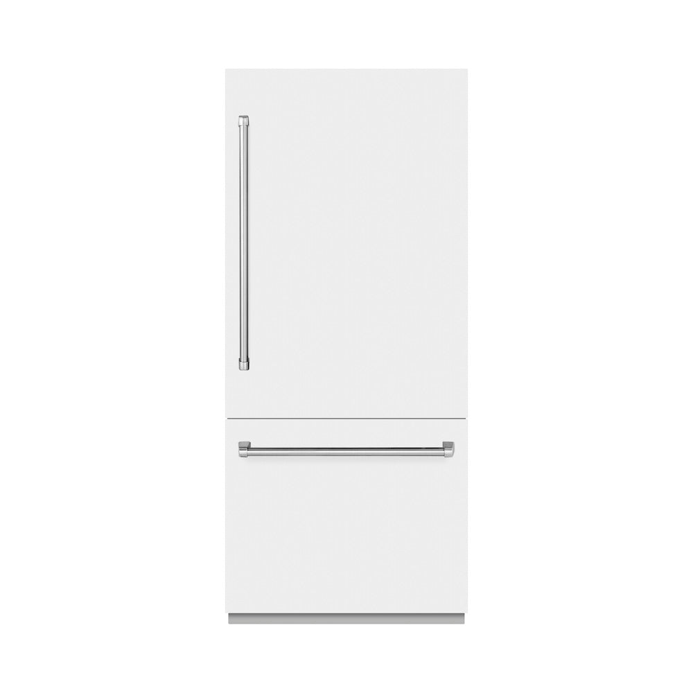 ZLINE 36-inch refrigerator in white matte with bright white interior RBIT-WM-36