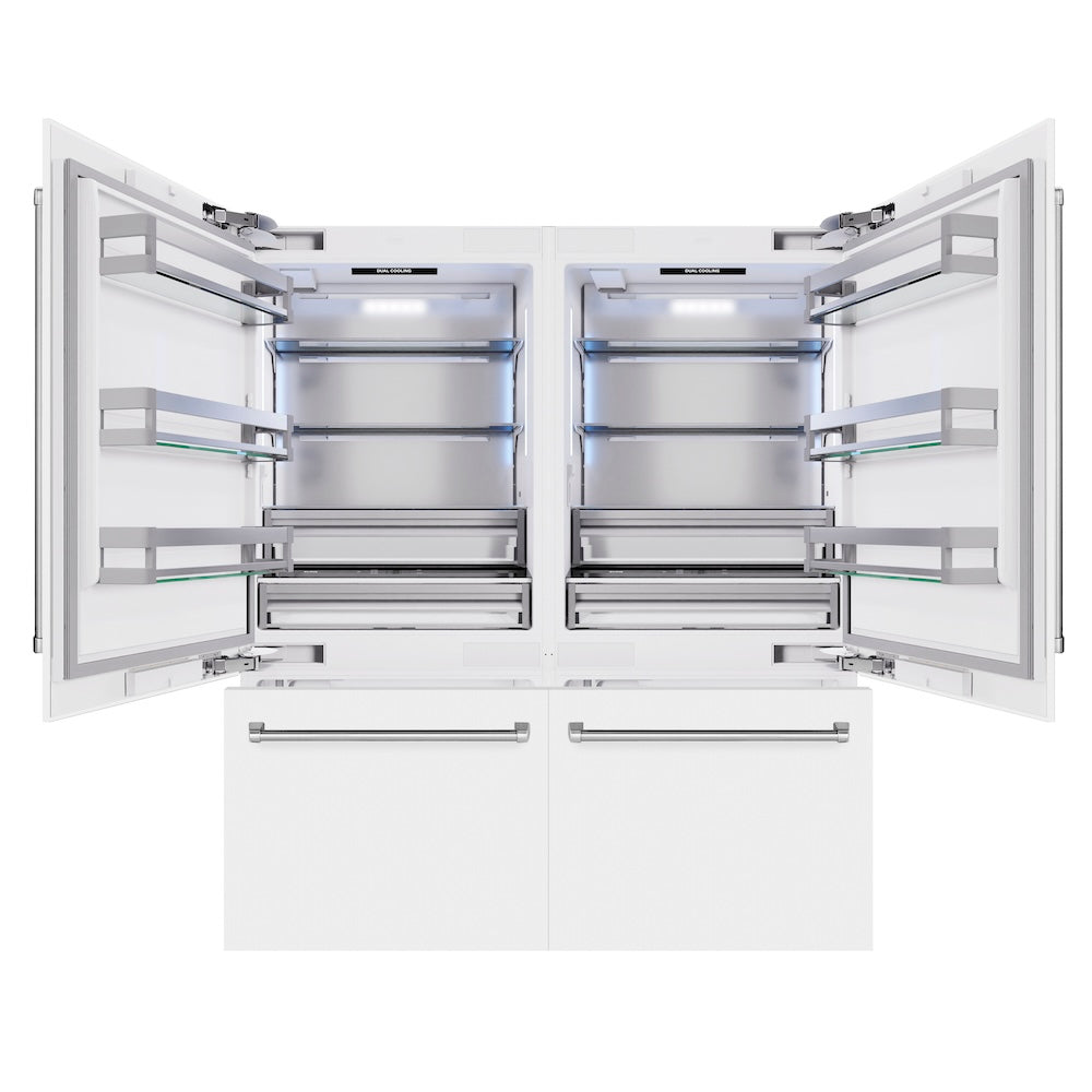 ZLINE 72-inch refrigerator in white matte with bright white interior RBIT-WM-72, front view
