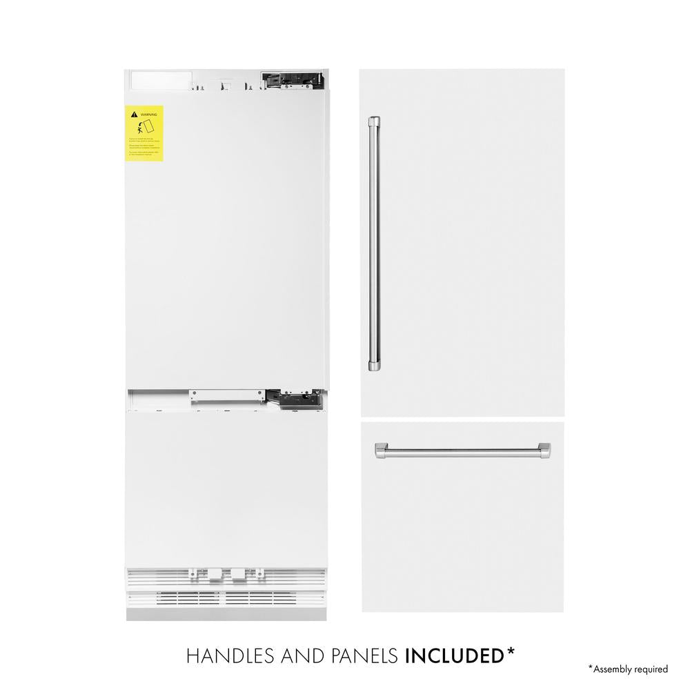 ZLINE 30-inch refrigerator in white matte with bright white interior RBIV-WM-30, front view