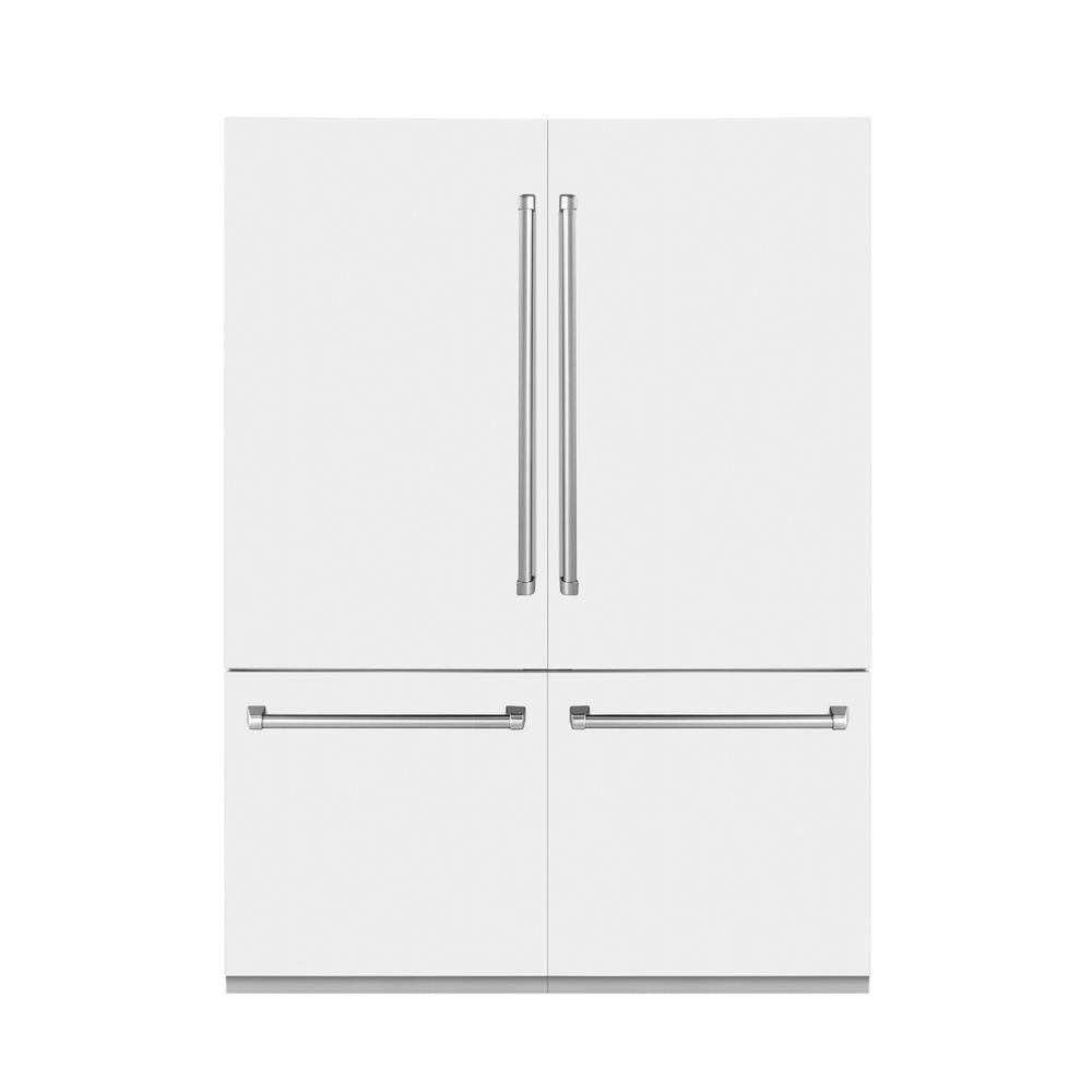 ZLINE 60-inch refrigerator in white matte with bright white interior RBIV-WM-60, front view