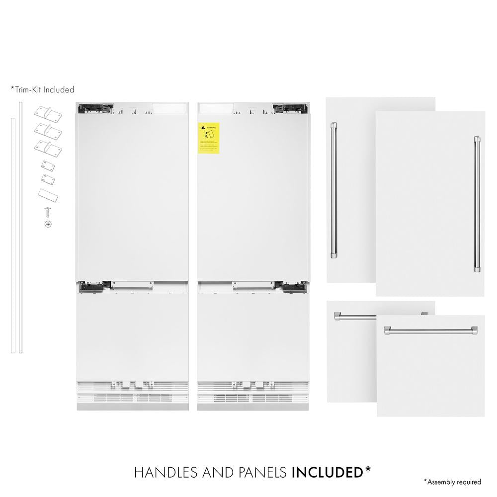 ZLINE 60-inch refrigerator in white matte with bright white interior RBIV-WM-60, front view