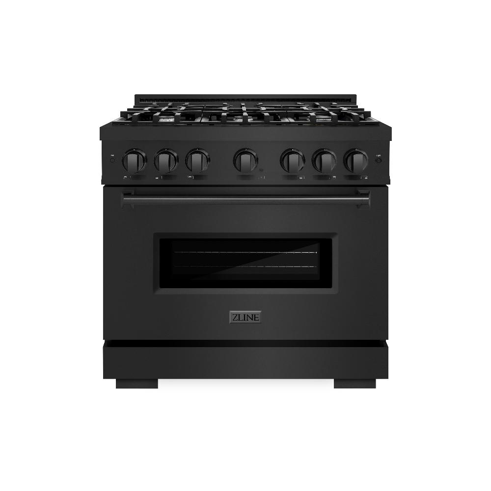 ZLINE Classic 36-inch range in black stainless steel CDRB-36, front view