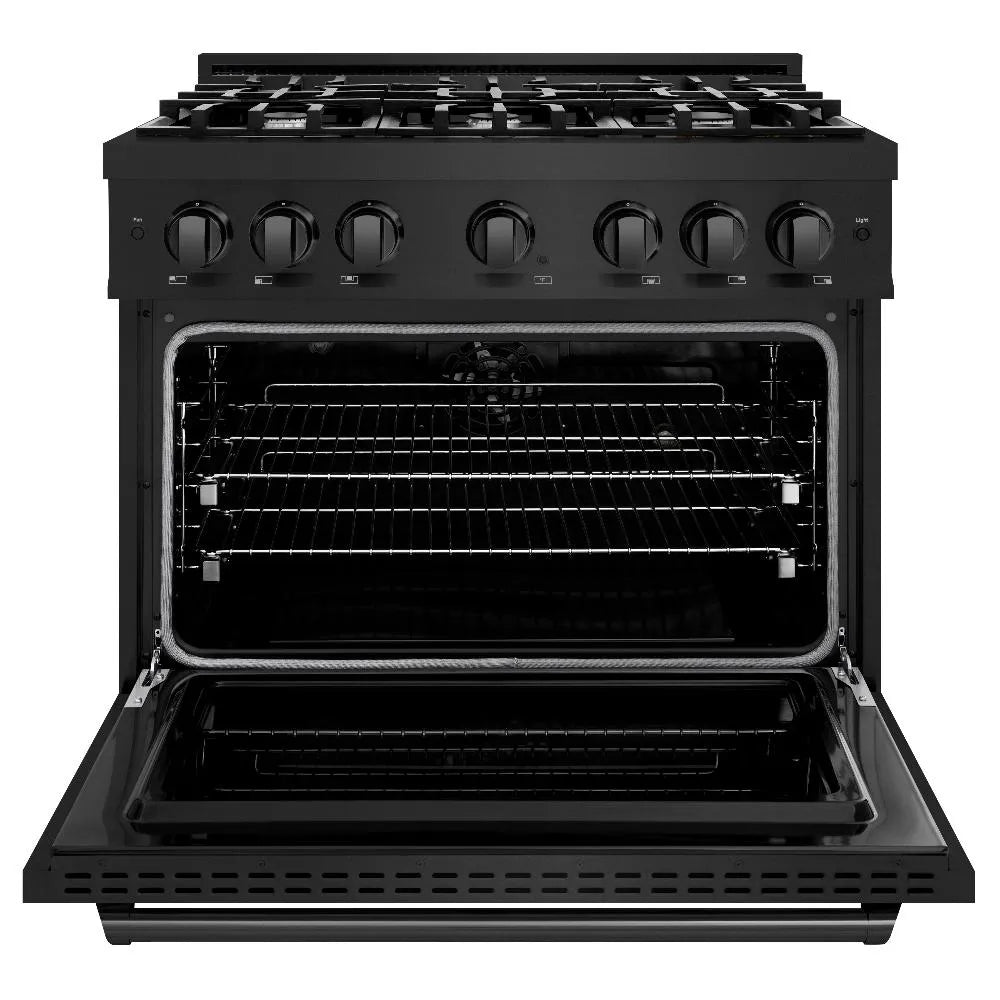 ZLINE Classic 36-inch range in black stainless steel CDRB-36, front view