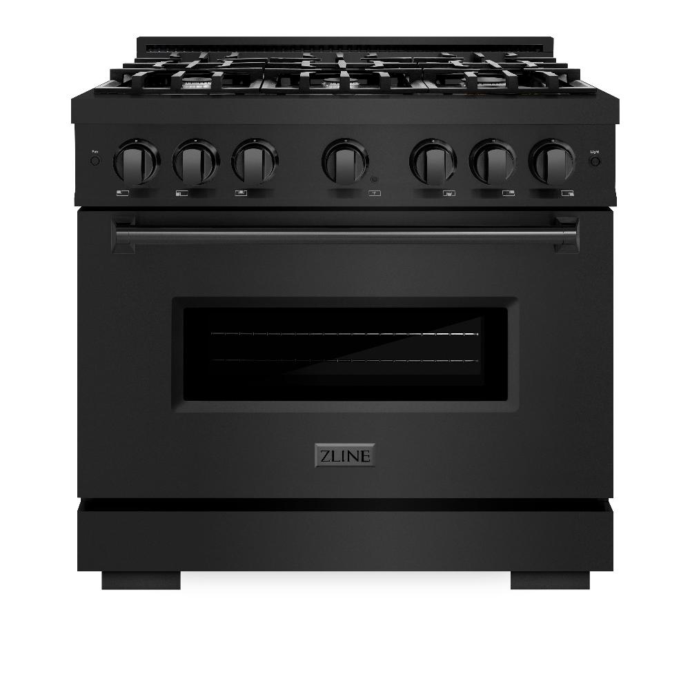 ZLINE Classic 36-inch range in black stainless steel CDRB-36, front view