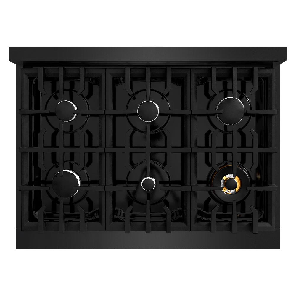 ZLINE Classic 36-inch range in black stainless steel CDRB-36, from above