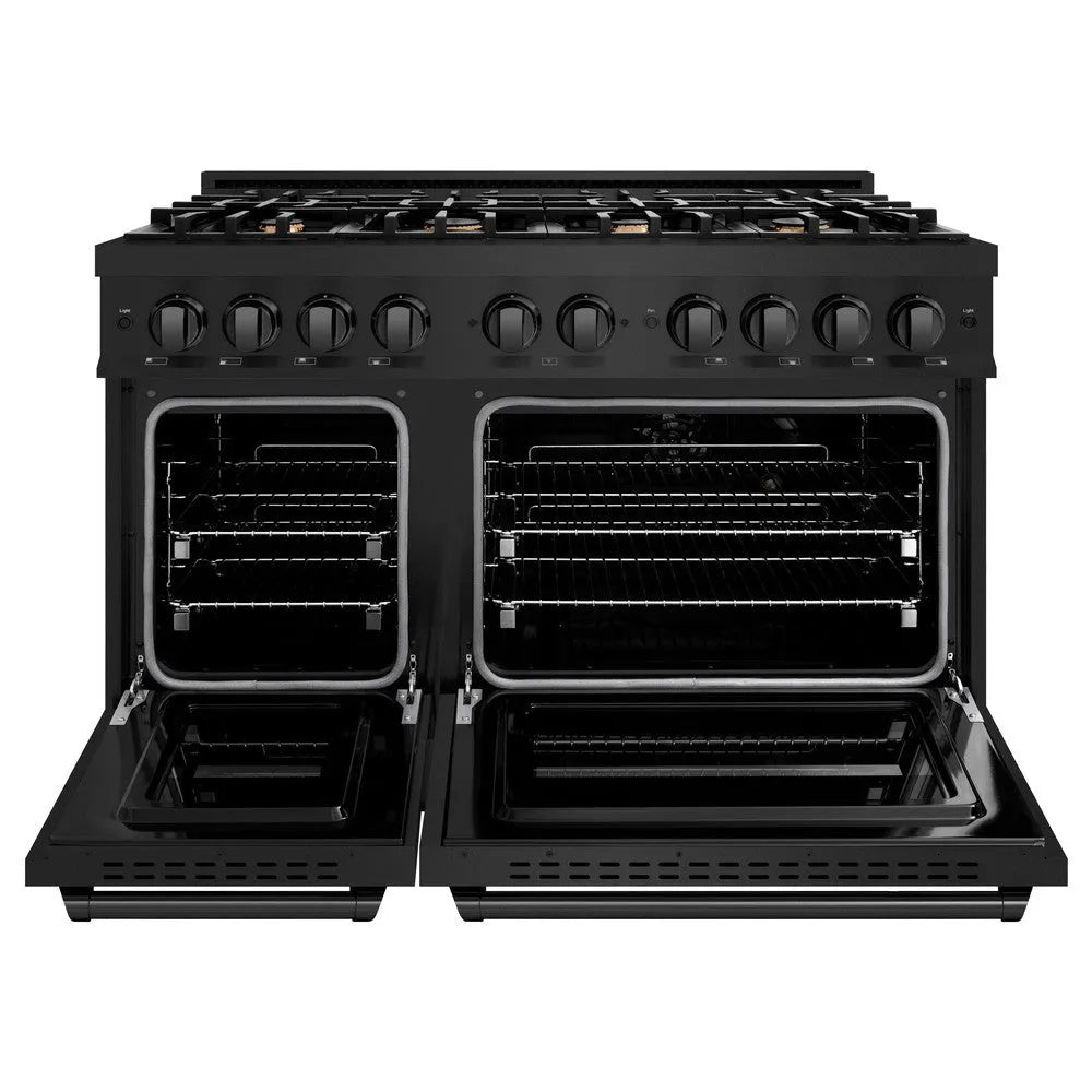 ZLINE Classic 48-inch range in black stainless steel CDRB-BR-48, front view