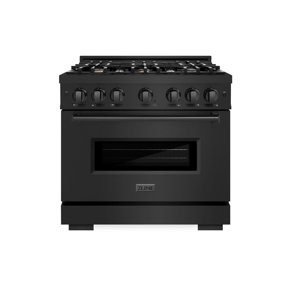 ZLINE Classic 36-inch range in black stainless steel CDRB-BR-36, front view