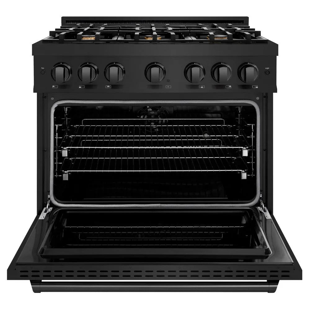 ZLINE Classic 36-inch range in black stainless steel CDRB-BR-36, front view