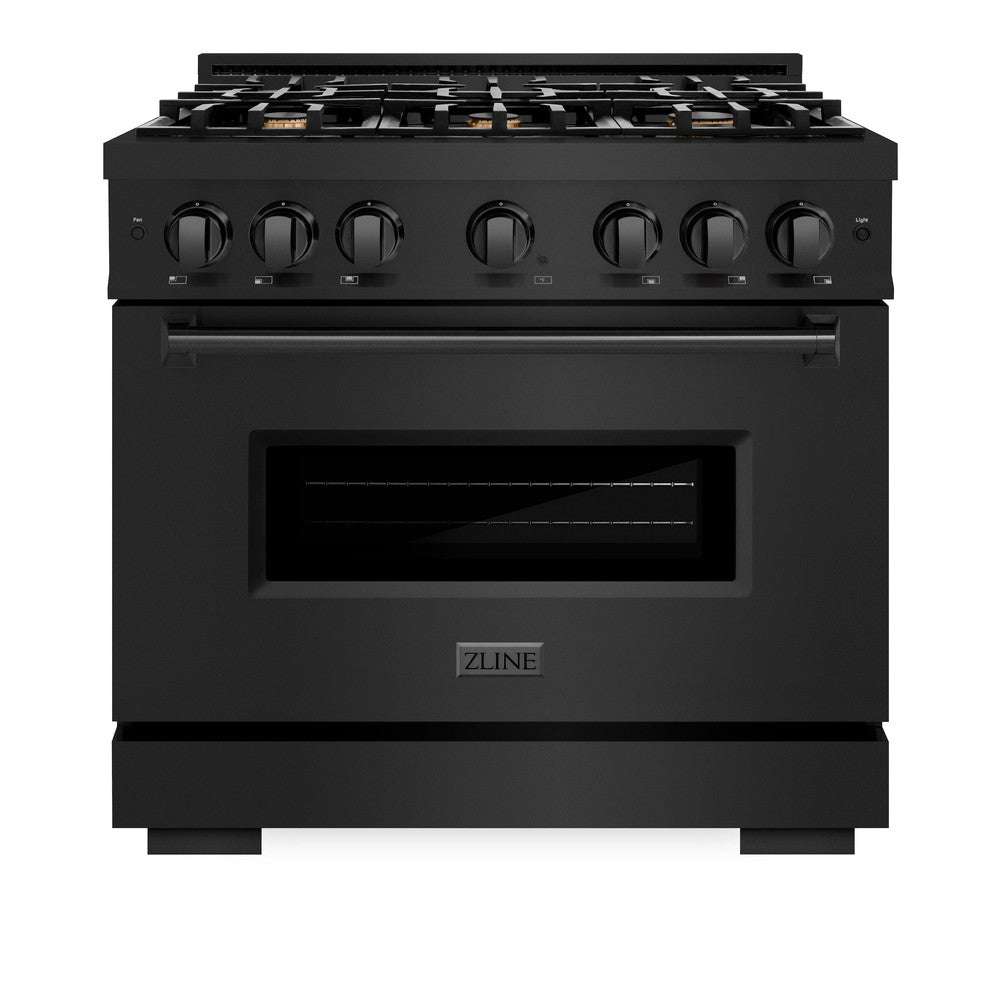 ZLINE Classic 36-inch range in black stainless steel CDRB-BR-36, front view
