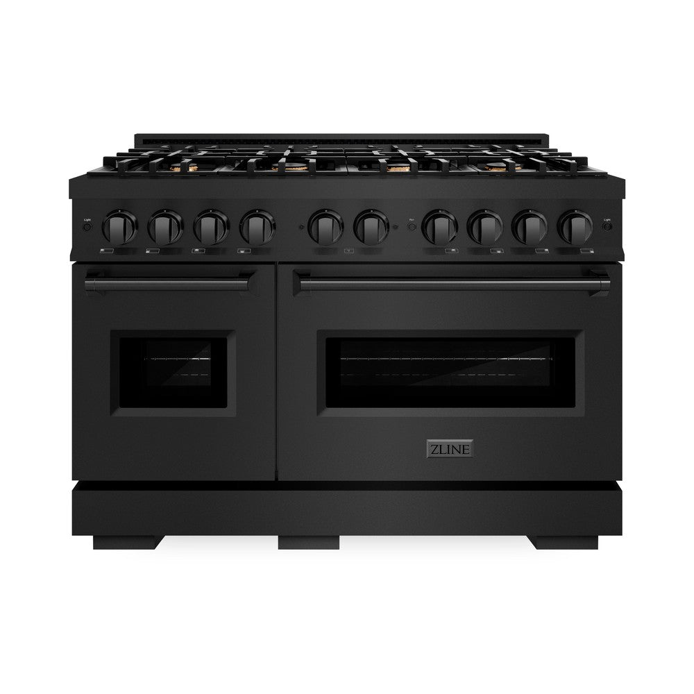 ZLINE Classic 48-inch range in black stainless steel CGRB-BR-48, front view