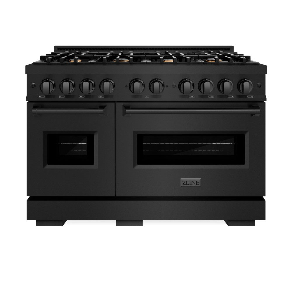 ZLINE Classic 48-inch range in black stainless steel CGRB-BR-48, front view