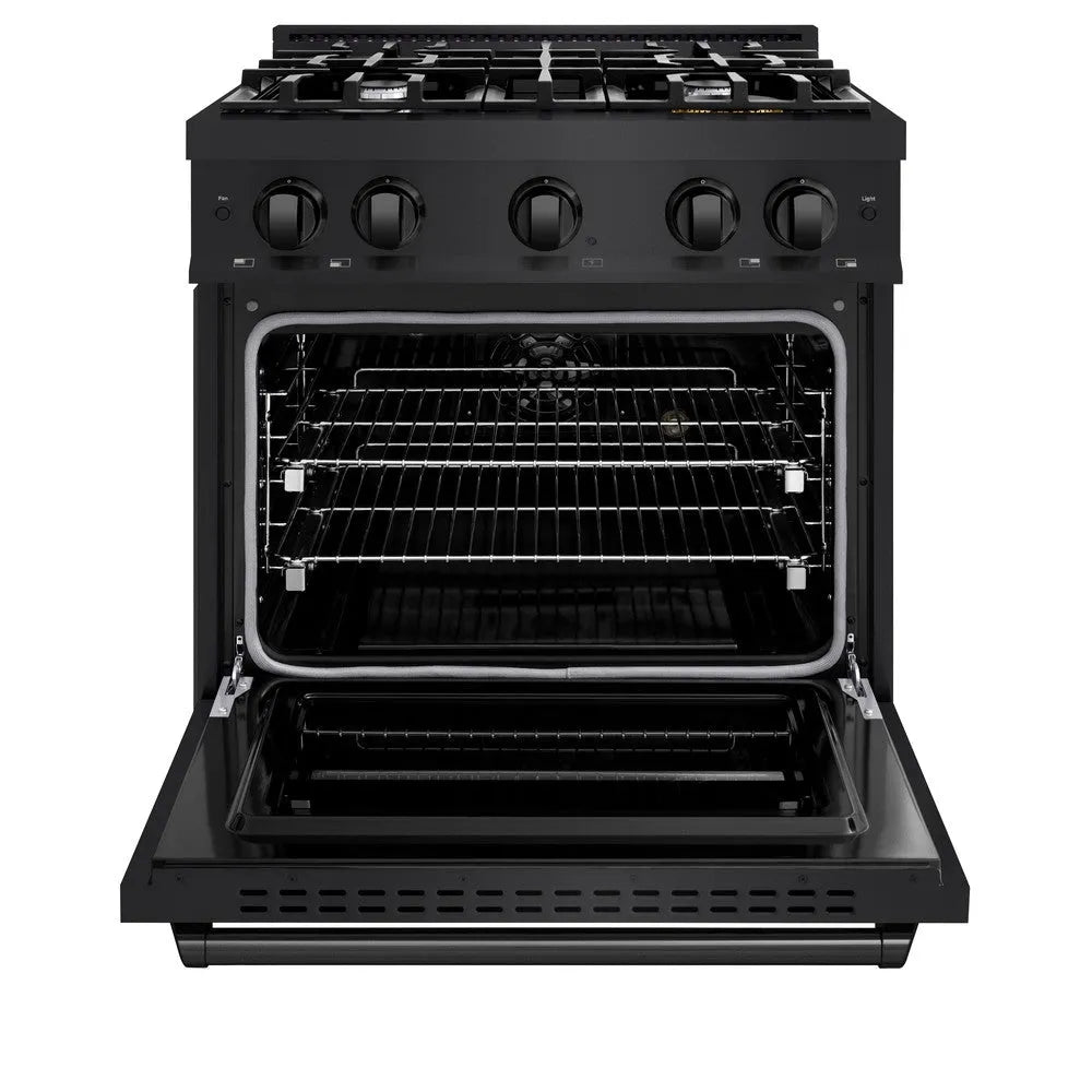 ZLINE Classic 30-inch range in black stainless steel CDRB-30, front view