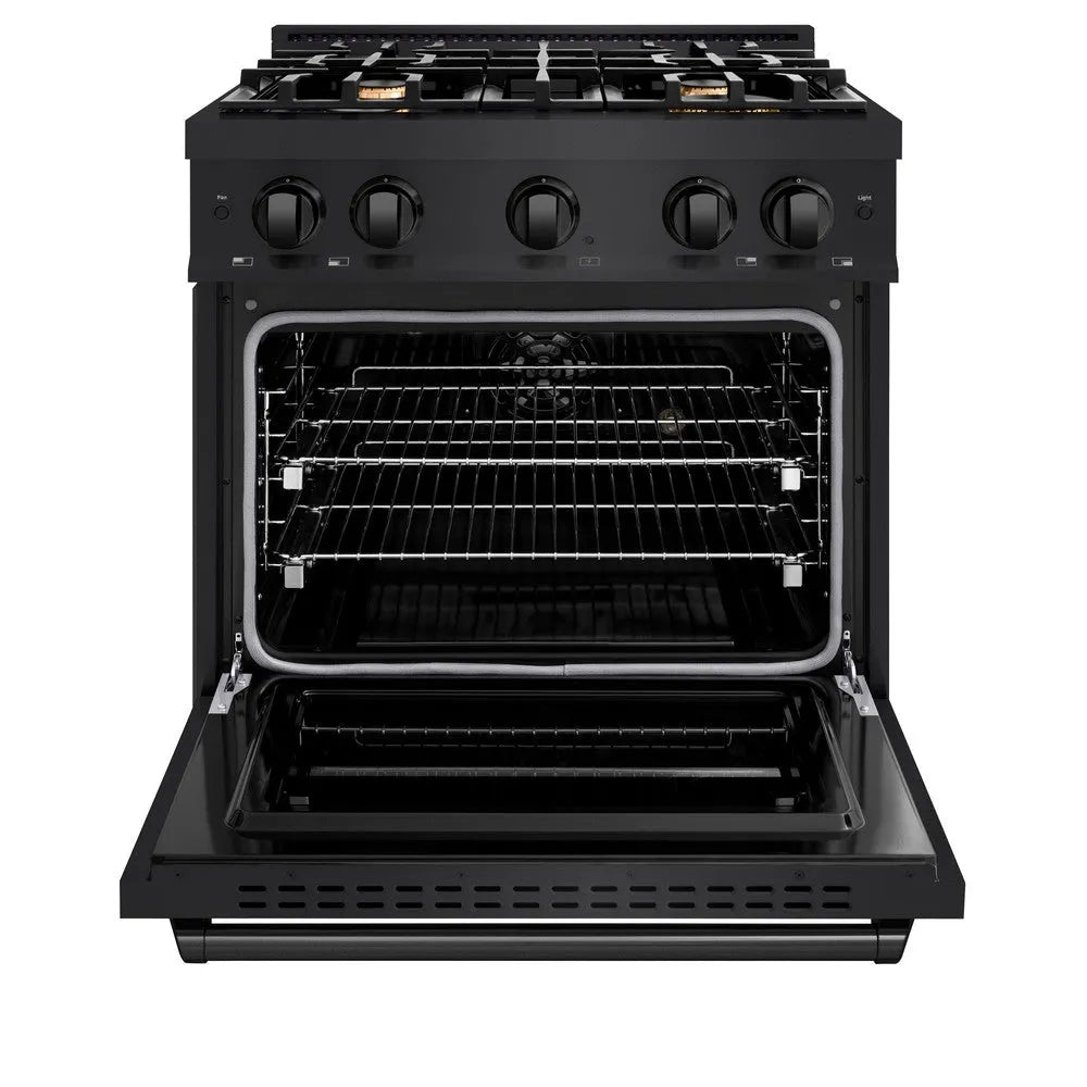 ZLINE Classic 30-inch range in black stainless steel CDRB-BR-30, front view