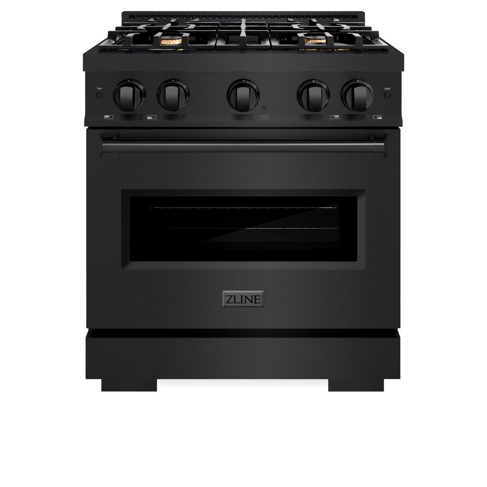 ZLINE Classic 30-inch range in black stainless steel CGRB-BR-30, front view
