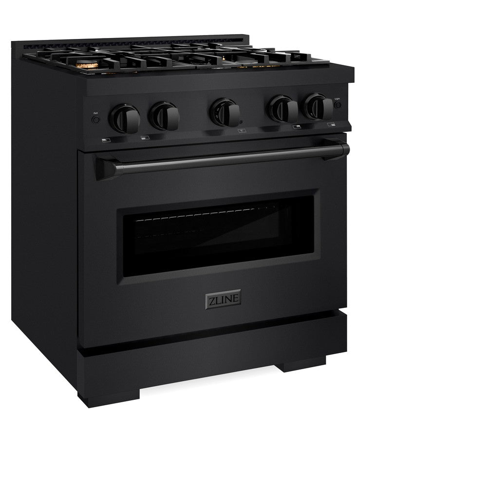 ZLINE Classic 30-inch range in black stainless steel CGRB-BR-30, view 3