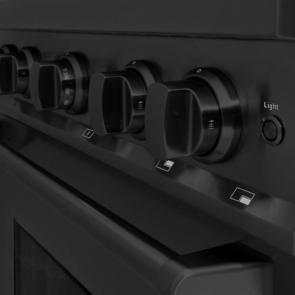 ZLINE Classic 30-inch range in black stainless steel CDRB-30, detail