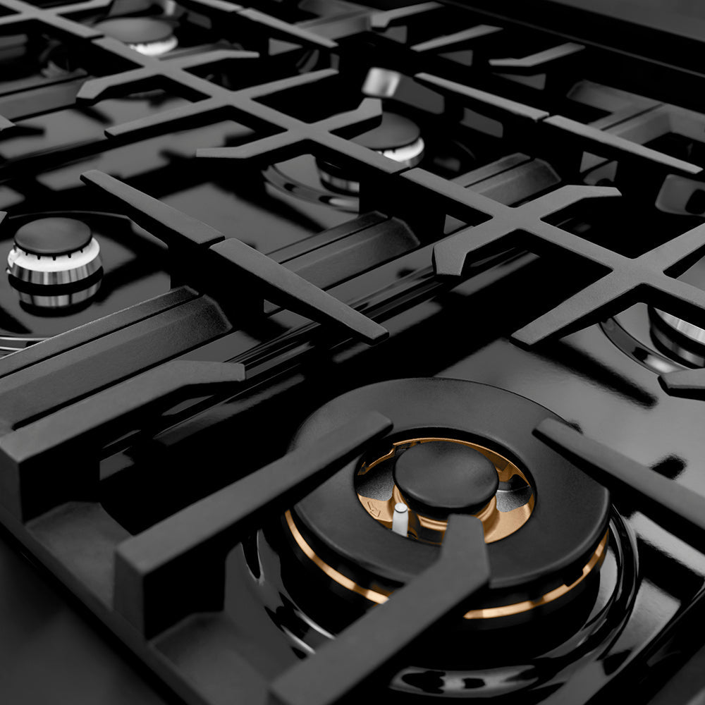 ZLINE Classic 48-inch rangetop in black stainless steel RTB2-48, from above