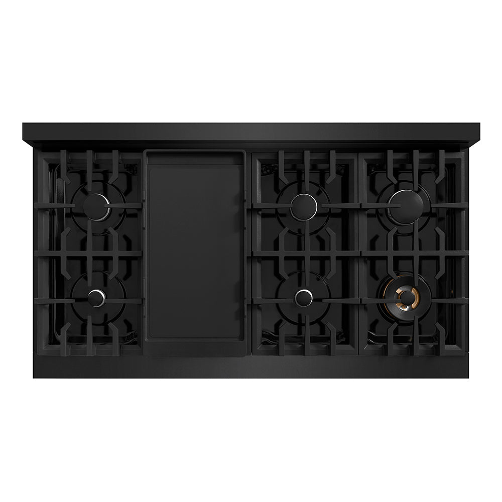 ZLINE Classic 48-inch rangetop in black stainless steel RTB2-48, from above