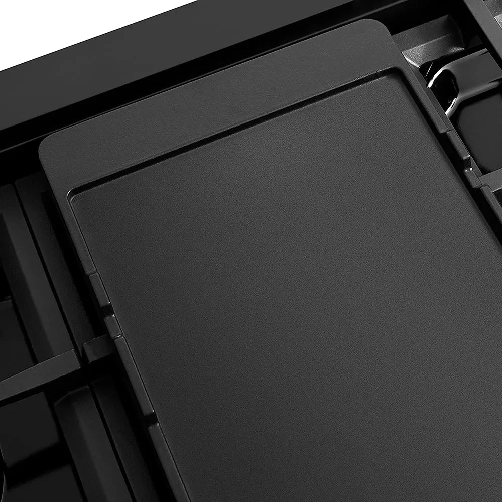 ZLINE Autograph Edition Classic 48-inch rangetop in black stainless steel and polished gold accents RTBZ-48-G, from above