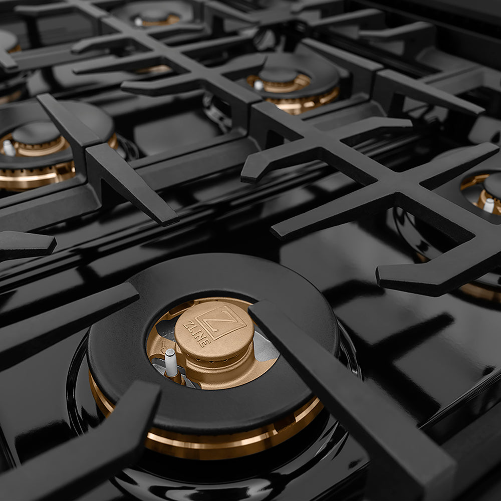 ZLINE Classic 48-inch rangetop in black stainless steel PCRTB-48, from above