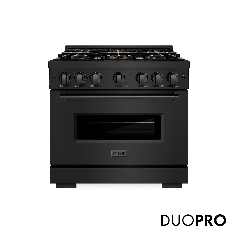 ZLINE Classic 36-inch range in black stainless steel PCGRB-36