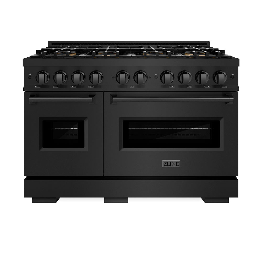 ZLINE Classic 48-inch range in black stainless steel PCGRB-48, front view