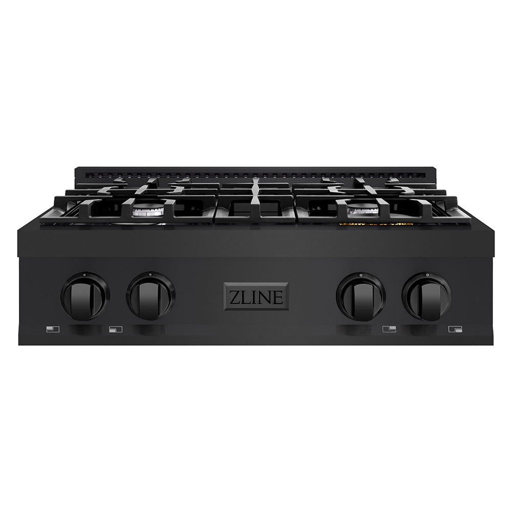 ZLINE Classic 30-inch rangetop in black stainless steel RTB2-30, front view